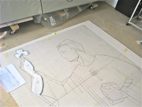 St Patrick sculpture - foam underlay structure for 'Confessio' icon